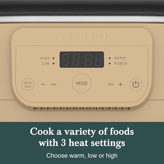 MAGNIFIQUE 6 Quart Programmable Slow Cooker Removable Healthy Nonstick Pot - Small Kitchen Appliance for Family Dinners - Serves 6+ People - Heat Settings: Keep Warm Brown Sugar