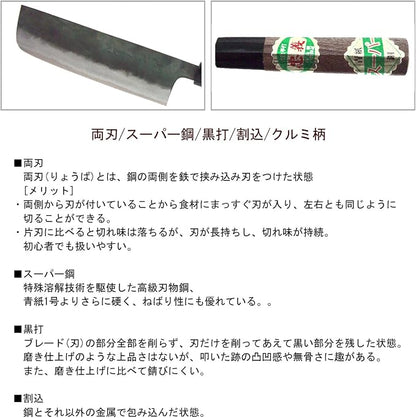 Tosa Knife Knives Black Hammered usubabocho Super Steel 165 mm