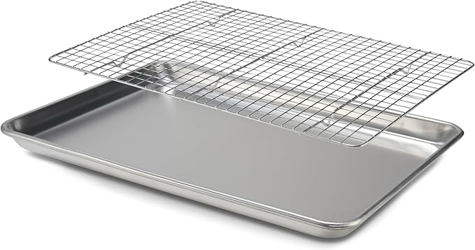 aking Sheet Pan & Cooling Rack Set – 18"×13" Aluminum Half Sheet & Stainless Steel Wire Rack