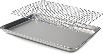aking Sheet Pan & Cooling Rack Set – 18"×13" Aluminum Half Sheet & Stainless Steel Wire Rack