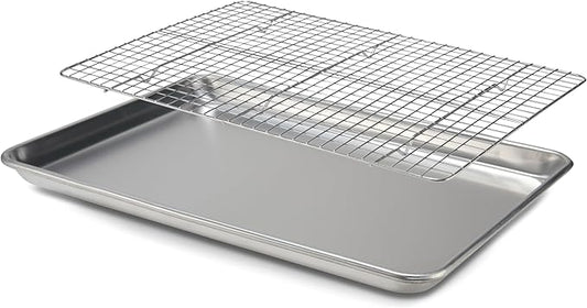 aking Sheet Pan & Cooling Rack Set – 18"×13" Aluminum Half Sheet & Stainless Steel Wire Rack