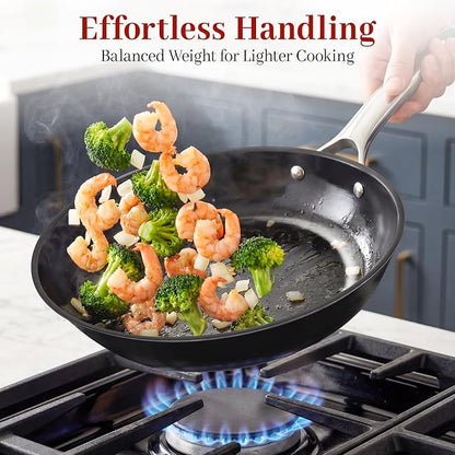 Carbon Steel Frying Pan 9.5" - Pre-Seasoned Carbon Steel Skillet, Lightweight, Natural Non-Stick, Induction Compatible