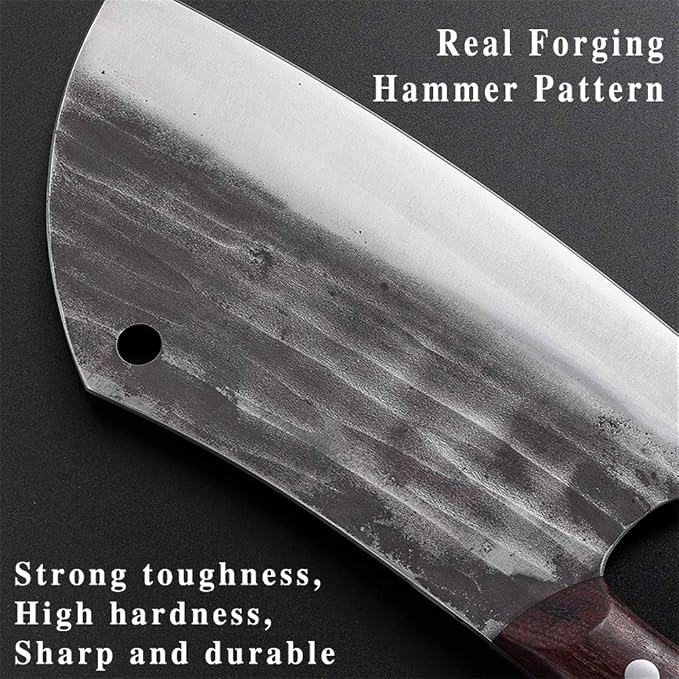 Hunters Serbian Kitchen Knife Handmade Forged Chef Knives Full Tang Butcher Knife Outdoor Meat Slicing Vegetable Cleaver for BBQ Hunting Camping