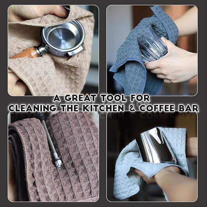 Barista Micro Cloth Set 4 Pack Microfiber Cleaning Cloths Espresso Barista Towels Coffee Bar Towels 12"x12"