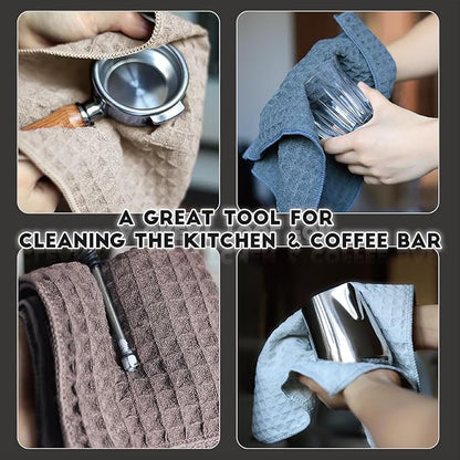 Barista Micro Cloth Set 4 Pack Microfiber Cleaning Cloths Espresso Barista Towels Coffee Bar Towels 12"x12"