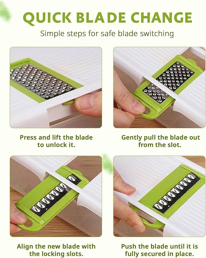 Mandoline Slicer for Kitchen, Adjustable Mandoline Food Slicer, Vegetable Slicer, Potato, Onion, Cucumber, Veggie Slicer, Multifunctional Vegetable Chopper with Container, Essential Kitchen Gadgets