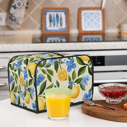 4 Slice Lemon Summer Flower Toaster Cover Waterproof Dust Fingerprint Bread Machine Cover Washable Kitchen Appliance Protector For Home Kitchen Bakeware Table Decor Women Gifts