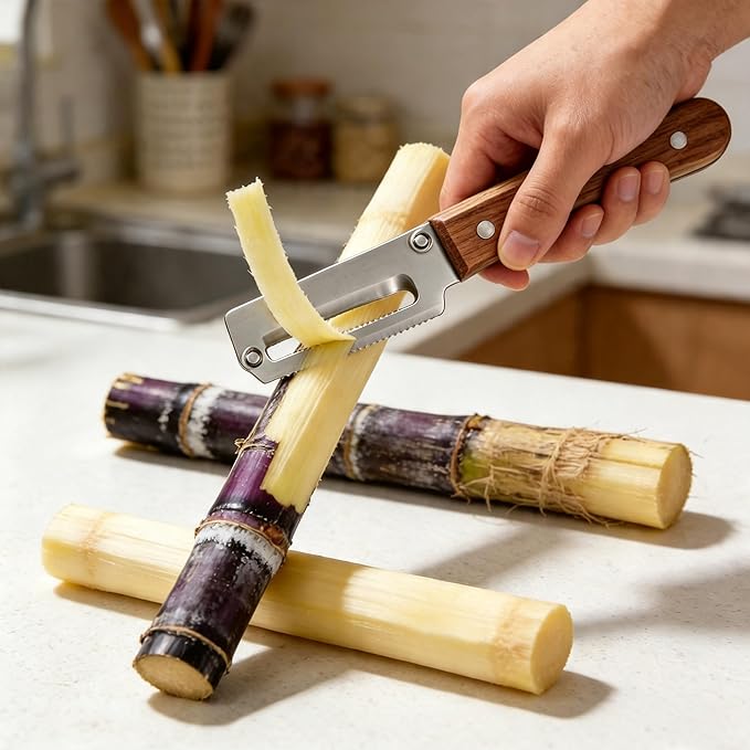 Premium Multifunctional Vegetable Peeler–Zero-Snag Stainless Steel Blade, Ergonomic Wooden Handle Built-in Bottle Opener for Kitchen,Camping | Effortless Peeling for Potatoe, Carrot, Apple&More