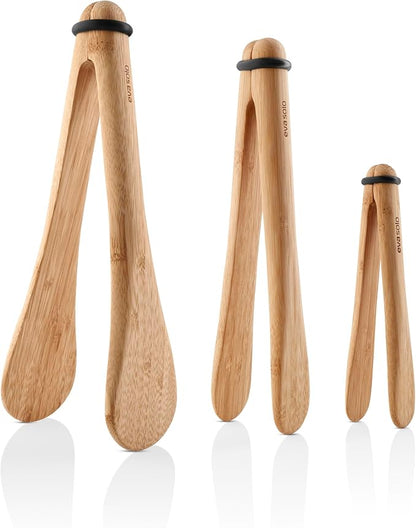 Eva Solo | Nordic kitchen serving tongs 3 pcs. | Practical and stylish serving tongs | Silicone, FSC®-certified carbonized bamboo