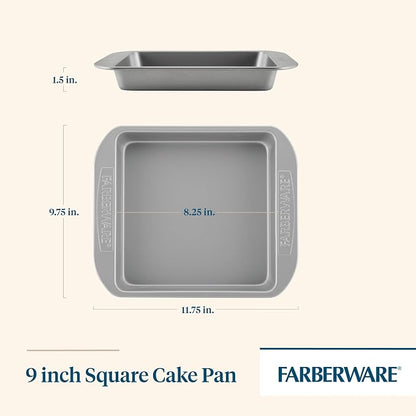 Farberware Nonstick Bakeware 9x9 Baking Pan, Square Cake Pan, Gray