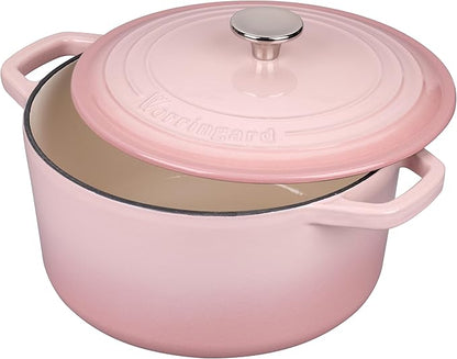 VORRINGARD Enameled Cast Iron Dutch Oven Pot with Lid, for Bread Baking, Round Bread Oven- include Sourdough Bread Baking Supplies Set, 6QT, Pink