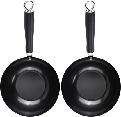 GoodCook Everyday Nonstick Wok, 8-Inch, Black, Carbon Steel Small Wok, High Wall Construction, Flat Base, Ergonomic Flame Guard Handle, Non-Stick Wok Pan for Stir Fry and Sautéing (Pack of 2)