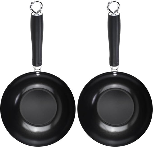 GoodCook Everyday Nonstick Wok, 8-Inch, Black, Carbon Steel Small Wok, High Wall Construction, Flat Base, Ergonomic Flame Guard Handle, Non-Stick Wok Pan for Stir Fry and Sautéing (Pack of 2)