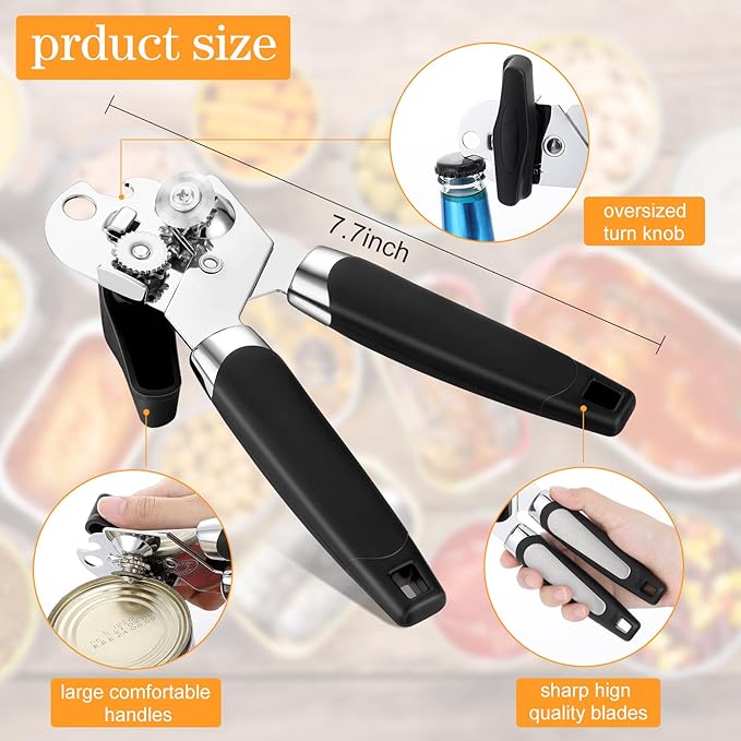 Gisafai 6 Pcs Manual Can Opener Bulk with Sharp Blade Smooth Edge Multifunctional Kitchen Gadget Handheld Openers Large Handheld Knob Can and Bottle Animals for Dorm Kitchen Essentials Gifts