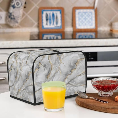 2 Slice Marble White Abstract Toaster Cover Waterproof Dust Fingerprint Bread Machine Cover Washable Kitchen Appliance Protector For Home Kitchen Bakeware Table Decor Women Gifts