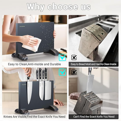 4 Pieces Knife Block Set With Magnetic Knife Block Holder, Ultra-Sharp Japanese Kitchen Knife Set, High-carbon Steel Chef Knife Sets With Full Tang Handle Design