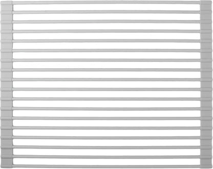 Roll up Dish Drying Rack Silicone Wrapped Stainless Steel 17in x 13in, Grey