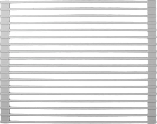 Roll up Dish Drying Rack Silicone Wrapped Stainless Steel 17in x 13in, Grey