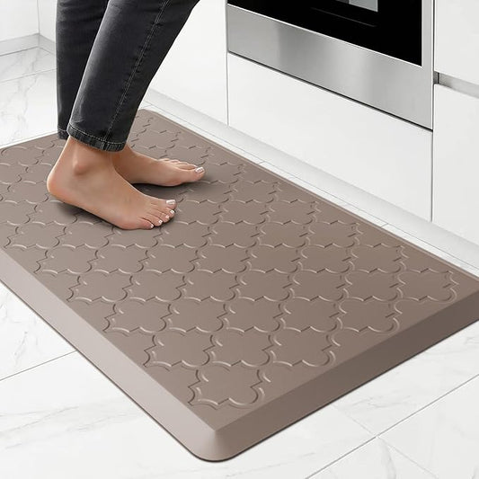 Kitchen Mat Cushioned Anti Fatigue for Floor, Non-Slip Waterproof Comfort Rug for Kitchen Sink, Standing Desk & Laundry, 17.3"x29", Khaki