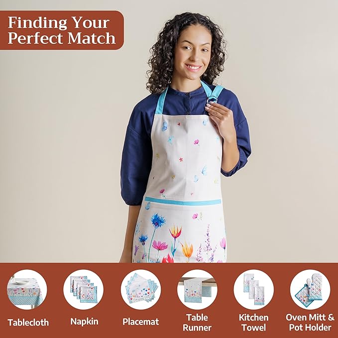 Maison d' Hermine 100% Cotton Apron for women with Pocket Kitchen Chef Apron for Men Cooking Spring Summer
