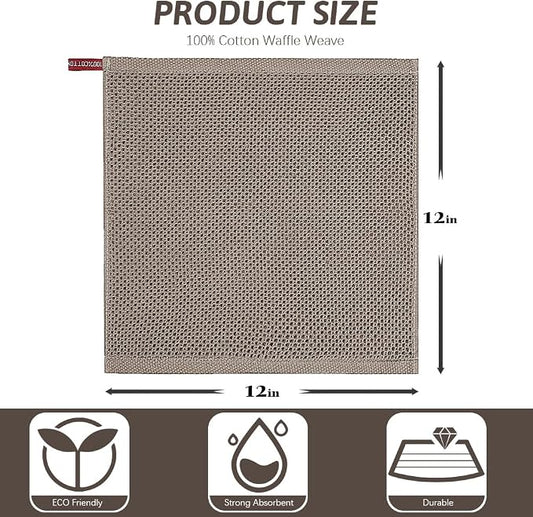 Niallant 12 Pack Cotton Waffle Weave Dish Towels, Soft & Absorbent Kitchen Dish Rags, 12x12 Inch