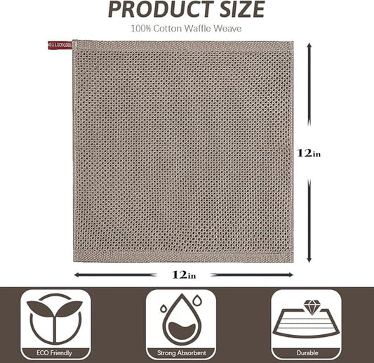 Nialnant 12 Pack Dish Cloths,100% Cotton Dish Towels for Washing Dishes,Soft and Absorbent Kitchen Cleaning Rags - 12x12 Inch