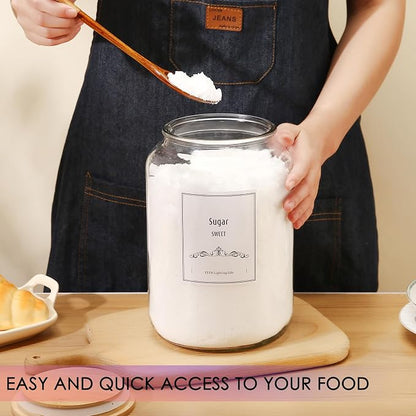 CYYKDA 108oz Large Glass Jar With Lid- Glass Jars Kitchen Canisters With Airtight Bamboo Lids- Food Storage Containers For Flour Sugar Cereal, Egg, Cookie-2 Pack