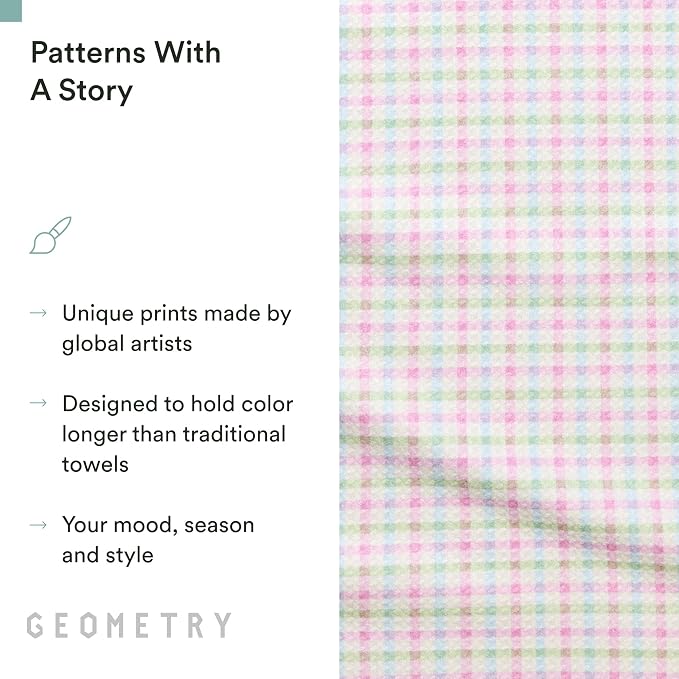 GEOMETRY Tea Towels – Easter Collection – Quick-Dry, Ultra-Absorbent, Reusable Microfiber Kitchen Towels for Drying & Cleaning - Pastel Picnic - 1 Pack