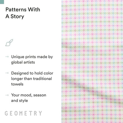 GEOMETRY Tea Towels – Easter Collection – Quick-Dry, Ultra-Absorbent, Reusable Microfiber Kitchen Towels for Drying & Cleaning - Pastel Picnic - 1 Pack