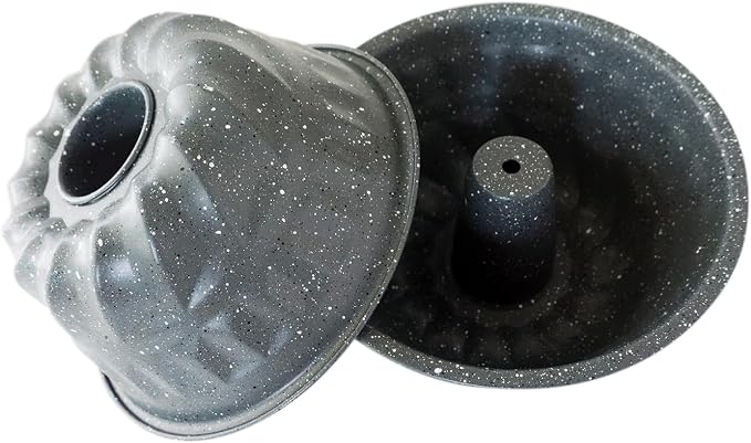 6" Fluted Cake Pan, Nonstick Tube Pans Set of 2, Carbon Steel Round Buntz Baking Mold, Fluted Tube Bakeware for Pumpkin Cake, Pudding, Brownies, Bread - Marble