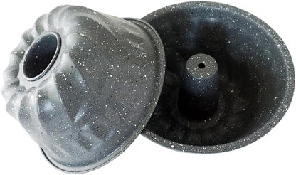 6" Fluted Cake Pan, Nonstick Tube Pans Set of 2, Carbon Steel Round Buntz Baking Mold, Fluted Tube Bakeware for Pumpkin Cake, Pudding, Brownies, Bread - Marble