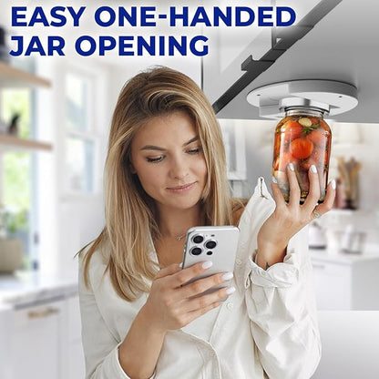 Under Cabinet Lid Jar Opener - for Weak Hands and Seniors with Arthritis - Heavy Duty, Allows to Easily Unscrew Any-Size Lid - Effortless Bottle & Can Opener for your Kitchen