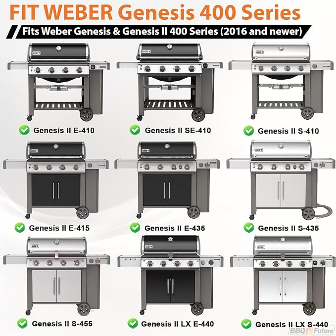 Full Size Griddle Insert for Weber Genesis II 400 Series Gas Grills, 6789 Flat Top Grill Griddle with Handles for Weber GS4 Genesis II E410 Genesis II LX 440 Series Gas Grill, Carbon steel, Black