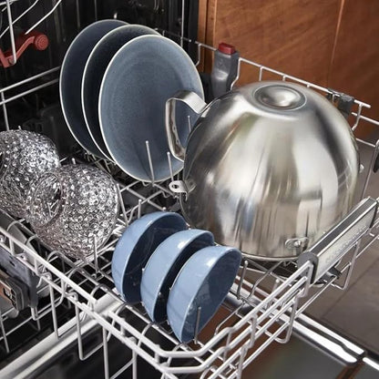 Stainless Steel Mixer Bowl, Compatible with KitchenAid Series 6QT Lift Stand Mixer, Suitable for KV25, KP26, KB26,Dishwasher Safe, Heavy Duty, No Residue, Ergonomic Handle