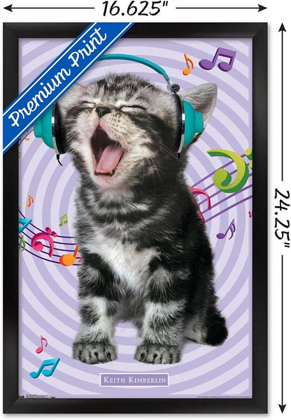 Trends International Keith Kimberlin - Kitten - Singing Wall Poster, 14.725" x 22.375", Black Framed Version