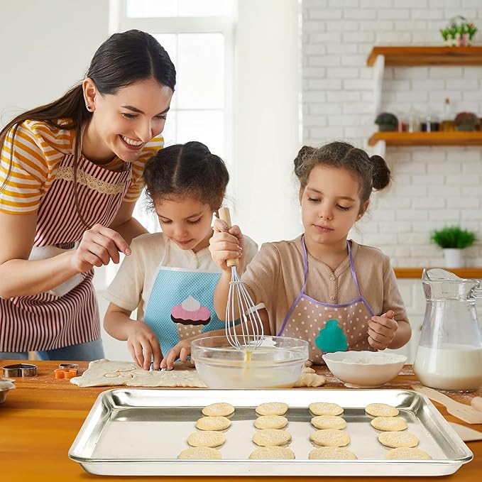 KITCHENATICS Quarter Sheet Baking Pans, 1060 Solid Aluminum Cookie Sheet Set - Oven Safe, Nonstick, Rimmed Cooking Trays, 1/4 Baking Sheets for Oven, Roasting, Baking - 9.6" x 13" IN, Set of 2
