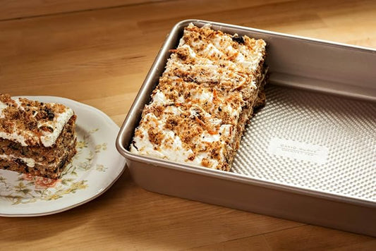 David Burke 13x9 Oblong Baking Pan – Carbon Steel, Non-Stick, PFTE & PFOA Free, Oven Safe with AirFlow Baking Technology – Bronze