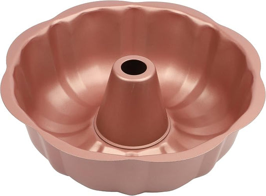 David Burke 9" Fluted Bake Pan – Carbon Steel Bundt Cake Pan – Rose Gold