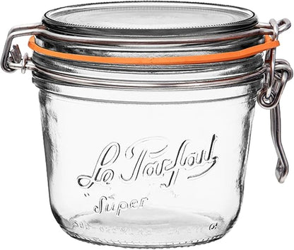 Le Parfait Super Terrine 500mL (16oz) Zero Waste Eco-Friendly Glass Canning Jar, Airtight Rubber Seal & Wire Bail Lid, BPA-Free, Water Bath Safe for Food Storage & Preserving, Made in France
