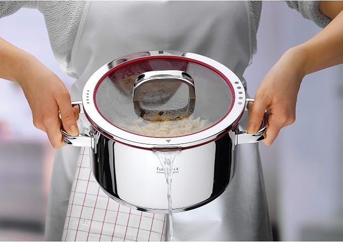 WMF cookware Ø 16 cm approx. 1,9l Function 4 Inside scaling lid - pour off or decant liquids without spilling to keep your dishes and cooker clean. Made in Germany hollow side handles glass lid Cromargan stainless steel brushed suitable for all stove t...