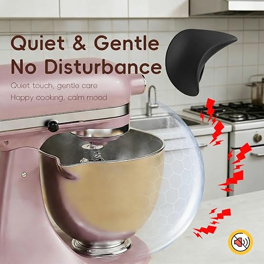Flour Funnel for Kitchen Aid Mixer | Food-Grade Silicone Pouring Shield for KitchenAid Mixer | Hands-Free Clip-On Accessory for Baking, Fits All Standmixers, Space-Saving Design（Black）