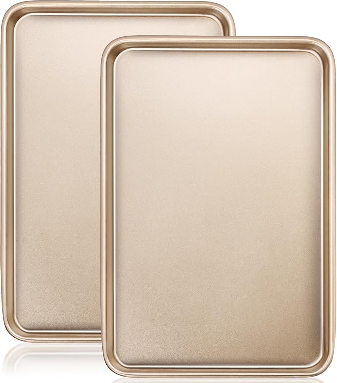 Baking Sheet Pan Set of 2, Wildone Commercial Cookie Sheets for Baking, Nonstick Carbon Steel Oven Tray Half Sheet Pan 17.5x12 Inch, Heavy Duty & Easy Clean