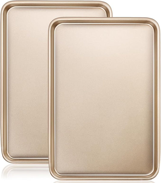 Baking Sheet Pan Set of 2, Wildone Commercial Cookie Sheets for Baking, Nonstick Carbon Steel Oven Tray Half Sheet Pan 17.5x12 Inch, Heavy Duty & Easy Clean