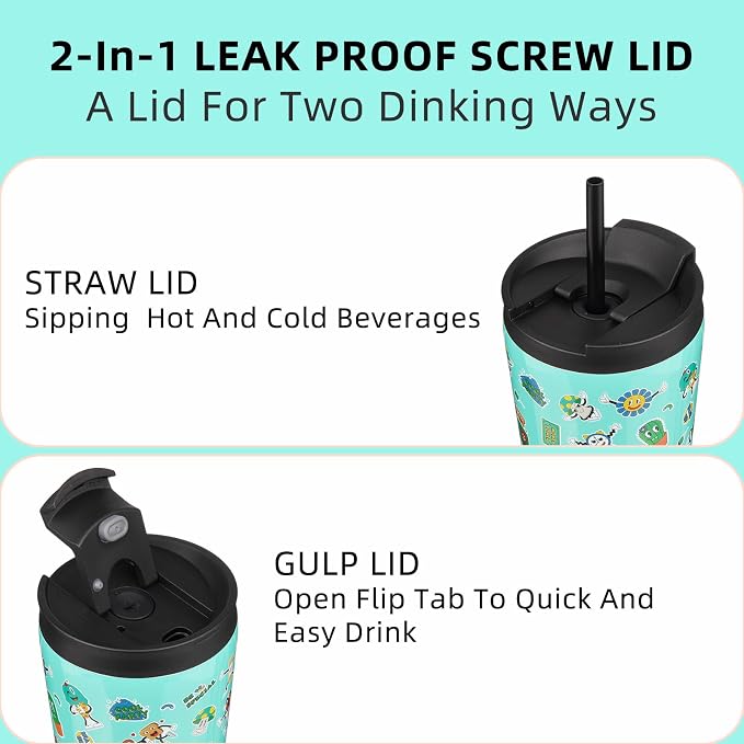 BJPKPK 30oz Stainless Steel Insulated Tumbler With lid And Straw Travel Coffee Thermal Tumblers Cup For Women And Men,Spring Party Green