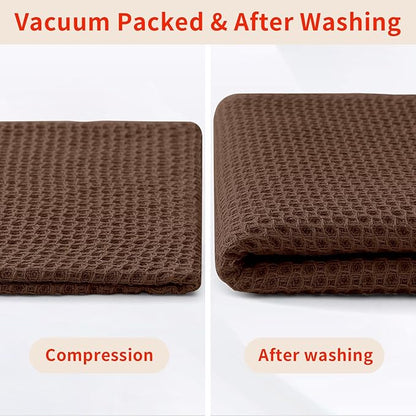 Homaxy 100% Cotton Waffle Weave Kitchen Dish Towels, Ultra Soft Absorbent Quick Drying Cleaning Towel, 13 x 28 Inches, 18-Pack, Coffee