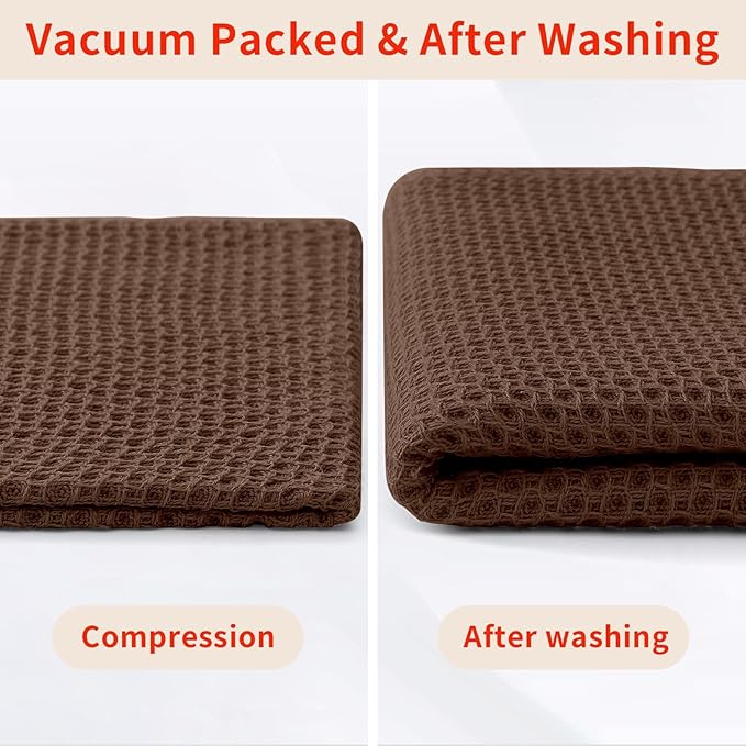Homaxy 100% Cotton Waffle Weave Kitchen Dish Cloths, Ultra Soft Absorbent Quick Drying Dish Towels, 12 x 12 Inches, 18-Pack, Coffee