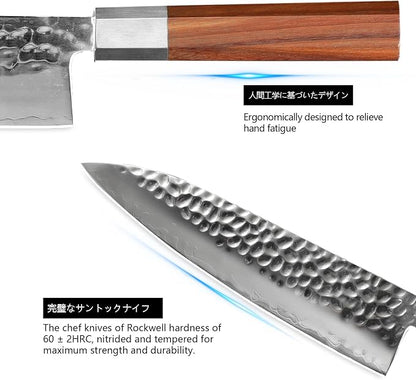 Japanese Chef Knife 8 Inch Professional Chef's Knife Ultra Sharp Kitchen Knife Japanese 9-Layers VG-10 Clad, Chef Knife for Meat Vegetable Fruit Meat & Sushi Knife with Sheath & Case