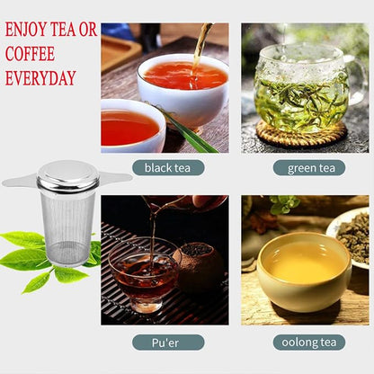2PCS Stainless Steel Premium Tea & Coffee Strainer Infuser with Double Handles, Large Capacity Fine Mesh Strainer, Perfect for Loose Leaf Tea, Coffee Steeping in Cups and Teapots - Brewing Made Easy