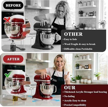 Mixer Slider Mat Compatible with KitchenAid 4.5-5Qt Tilt Head Stand Mixer, Thickened Acrylic Mixer Slider Tray for Kitchenaid Artisan, Kitchen Countertop Moving Tray attachments, Mixers Accessories