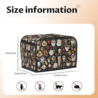 Coffee Toaster Cover 4 Slice Wide Slot Washable Toaster Covers | Fruit Lemon Dust and Fingerprint Protection Bread Maker Covers for Kitchen Accessories Decor Bakeware Women Gift